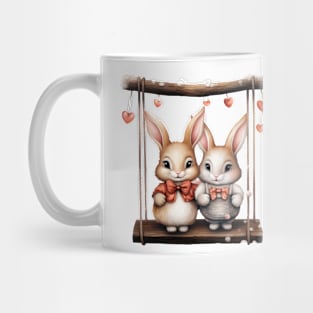 Valentine Rabbit Couple On Swing Mug